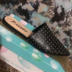 NEW black studded mules